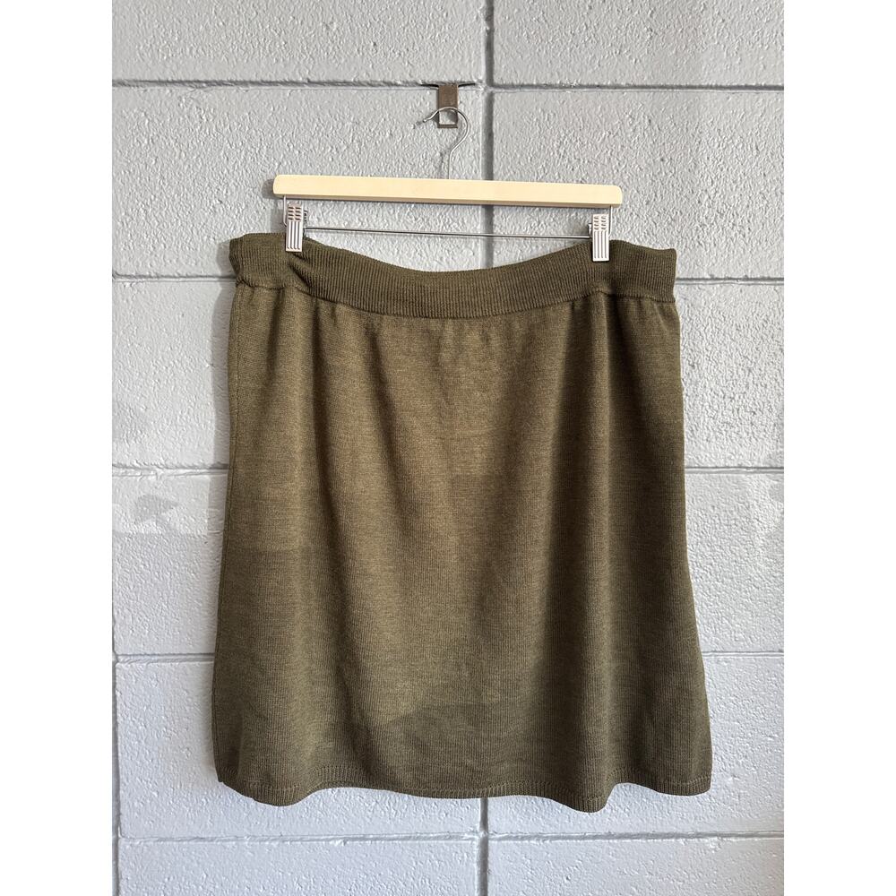 Eileen Fisher Brown 100% Merino Wool Knit Pull On Skirt Size Petite Large PL - Picture 3 of 3